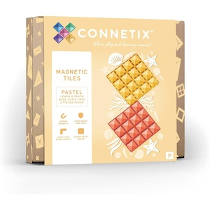 image:imageCONNETIX Magnetic Tiles Pastel Lemon amp Peach Base Plate Pack 2 Pieces