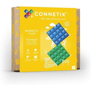 image:imageCONNETIX Magnetic Tiles Rainbow Blue amp Green Base Plate Pack 2 Pieces
